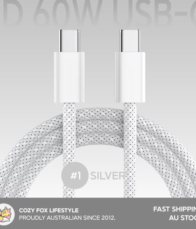 1M PD 60W USB-C Super Fast Charging Cable - Silver