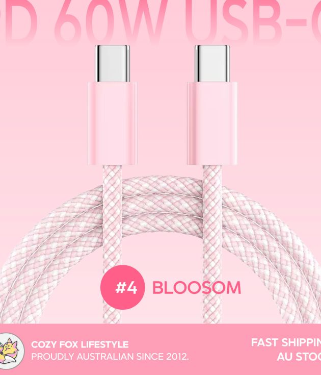 1M PD 60W USB-C Super Fast Charging Cable - Blossom