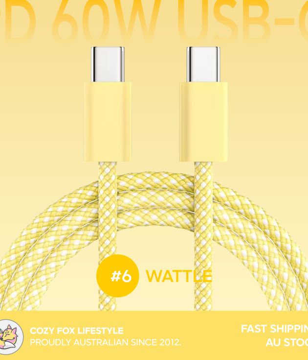 1M PD 60W USB-C Super Fast Charging Cable - Wattle